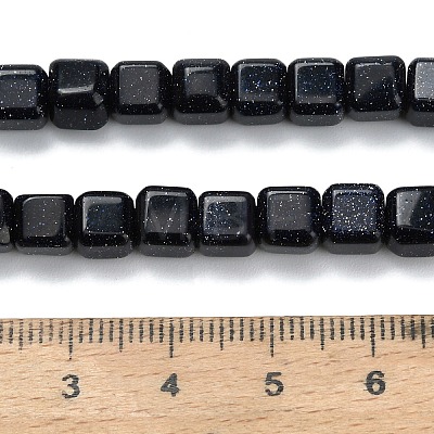 Synthetic Blue Goldstone Beads Strands G-L642-C01-6x6mm-1