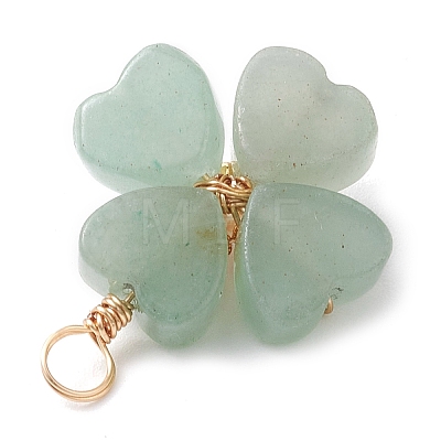 Natural Green Aventurine Clover Pendants PALLOY-JF03180-02-1