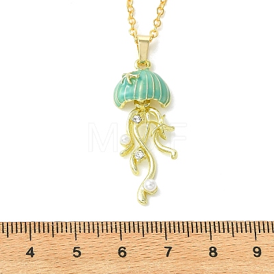 Summer Beach Alloy Enamel Sea Animal Pendant Brass Cable Chain Necklaces NJEW-JN06635-01-1