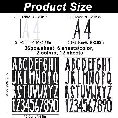 HOBBIESAY 12 Sheets 2 Colors PVC Self-adhesive Label Stickers DIY-HY0001-01-1