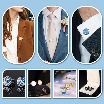 DIY Brass Cufflinks & Tie Clip Making Kits DIY-PH0035-72A-1