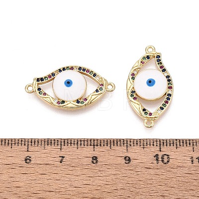 Brass Micro Pave Colorful Cubic Zirconia Connector Charms KK-N287-41G-1