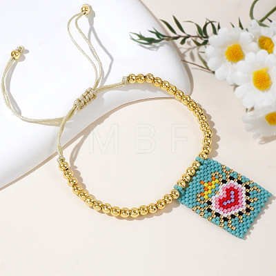 Handmade Glass Seed Bead Charm Bracelets PX3298-3-1