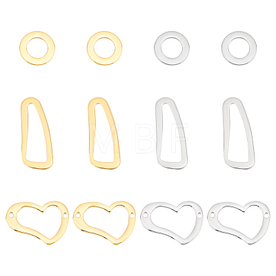 Unicraftale 12Pcs 6 Style 304 Stainless Steel Linking Rings STAS-UN0040-39-1