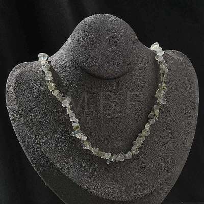 Natural Prehnite Chip Beaded Necklaces for Men Women NJEW-G159-01Q-1