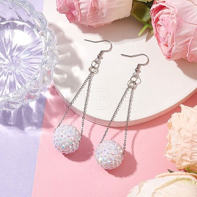 Resin Rhinestone Dangle Earring EJEW-JE05909-1