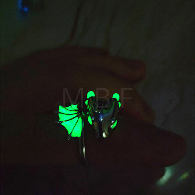 Luminous Glow In The Dark Enamel Dragon Open Cuff Ring LUMI-PW0006-61C-1