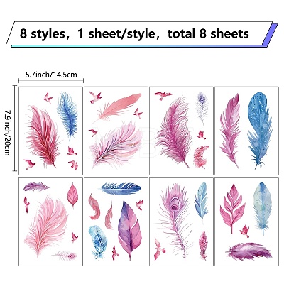 8 Sheets 8 Styles PVC Waterproof Wall Stickers DIY-WH0345-074-1