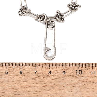 Unisex Vintage 304 Stainless Steel Safety Pin Pendant Necklaces NJEW-C115-09AS-1