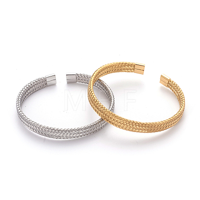 304 Stainless Steel Cuff Bangles BJEW-L642-05-1