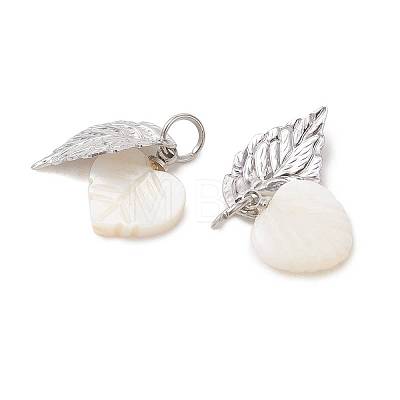Natural Shell & Stainless Steel Pendants PALLOY-JF05888-1