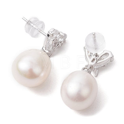 Natural Pearl Ear Studs EJEW-P286-51P-1