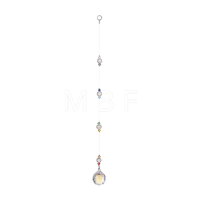 Glass Teardrop Pendant Decorations HJEW-TA00015-1
