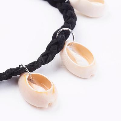 Fashion Style Cowrie Shell Charm Collar Choker Necklaces NJEW-N0052-024-1