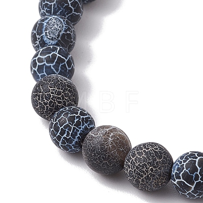 Dyed Natural Weathered Agate Round Beaded Stretch Bracelets BJEW-JB11074-02-1