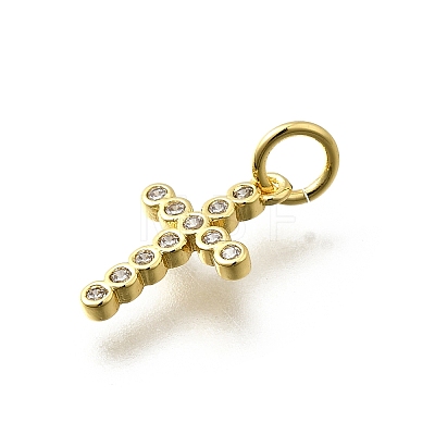 Brass Micro Pave Cubic Zirconia Charms KK-P295-54G-1