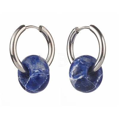 Asymmetrical Natural Mixed Stone Hoop Earrings EJEW-JE04597-1