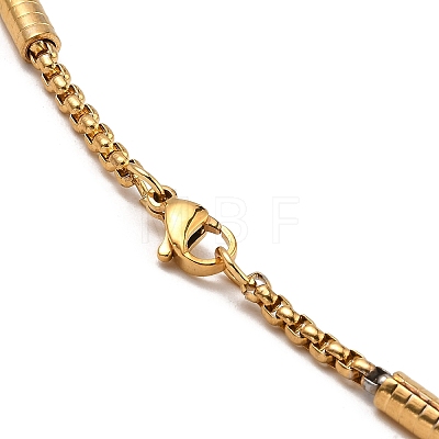 Vacuum Plating 304 Stainless Steel Column Beaded Link Chain Necklace NJEW-K254-05G-1