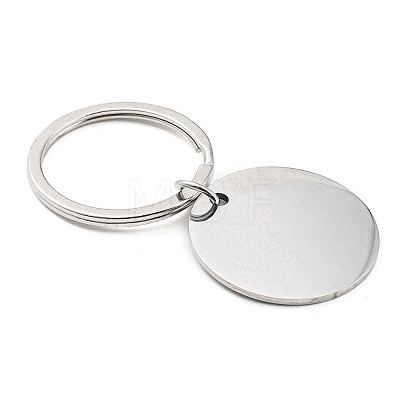 Valentine's Day Theme 304 Stainless Steel Flat Round with Word Me Too Pendant Keychain KEYC-K018-01P-01-1