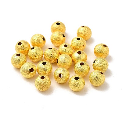 8mm Golden Color Brass Round Spacer Textured Beads X-EC225-G-1