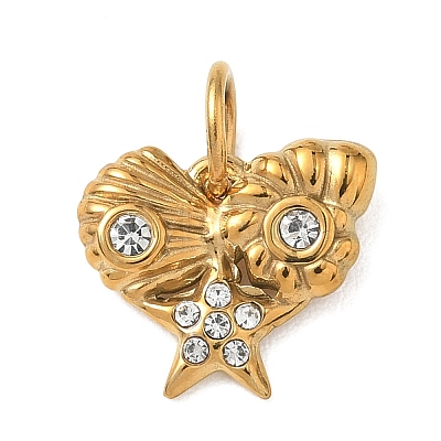 304 Stainless Steel & Crystal Rhinestone Pendants STAS-G391-02G-01-1