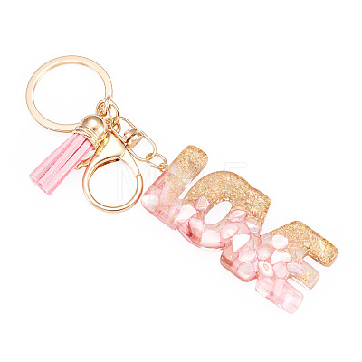 Alloy & Resin Tassel Keychainss AJEW-TADJ0001-20G-06-1