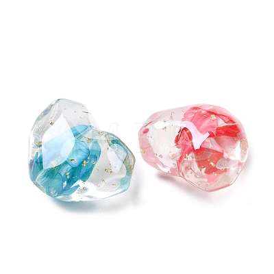 Transparent Resin & Natural Shell Beads RESI-B039-02B-1