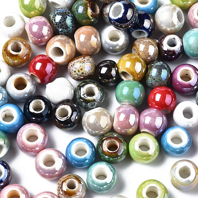 Electroplate Porcelain Beads PORC-N006-001-1