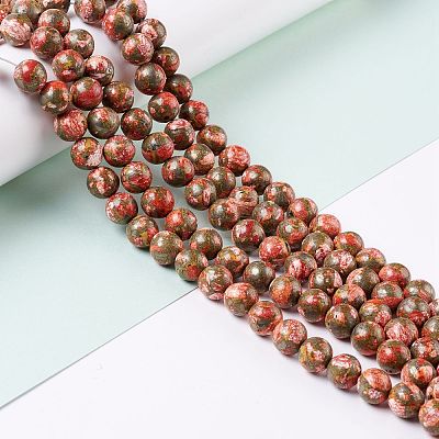 Assembled Synthetic Pyrite and Dyed Howlite Beads Strands G-K317-A03-04-1