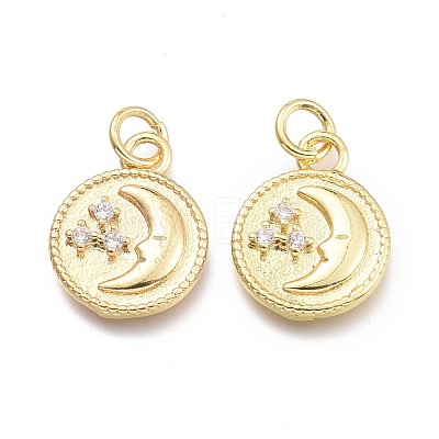 Brass Micro Pave Cubic Zirconia Pendants KK-P187-02G-1