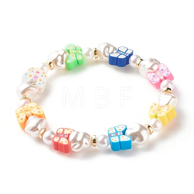 Handmade Polymer Clay Heishi Beads Stretch Bracelet BJEW-JB07330-1