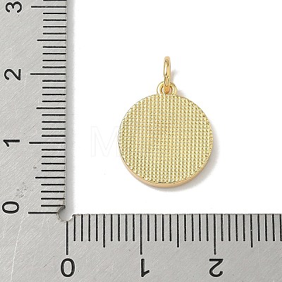 Brass Pave Natural Shell Flat Round with Letter Charms KK-Z115-13G-B-1
