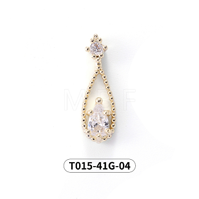 Chinese lute Shape Brass Micro Pave Clear Cubic Zirconia Nail Gems Set MRMJ-T015-41G-04-1