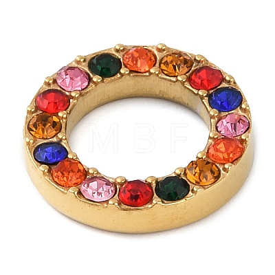 PVD Vacuum Plating 304 Stainless Steel Colorful Rhinestone Linking Rings STAS-Z082-01G-02-1