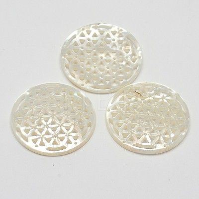 Natural Mother of Pearl Shell Pendants SSHEL-L002-18-1