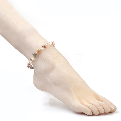 Natural Rutilated Quartz Chip Beads Anklets AJEW-AN00229-01-1