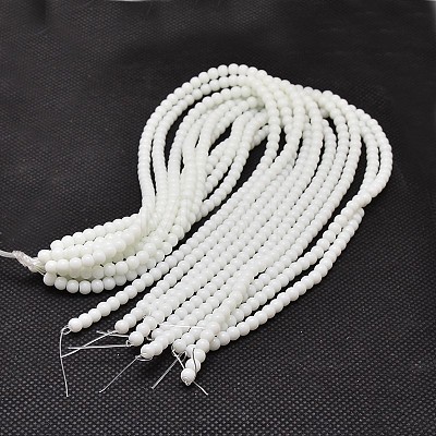 Opaque Solid Color Glass Round Beads Strands GLAA-F032-6mm-01-1