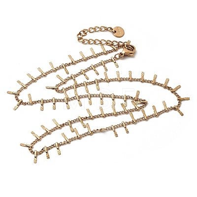 304 Stainless Steel Curb Chain with Bar Tassel Necklaces for Women NJEW-K389-04G-1