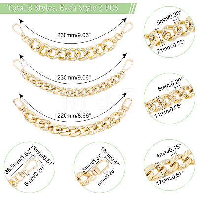   6Pcs 3 Style ABS Plastic and Acrylic Shoe Curban Chain Charm DIY-PH0008-57-1