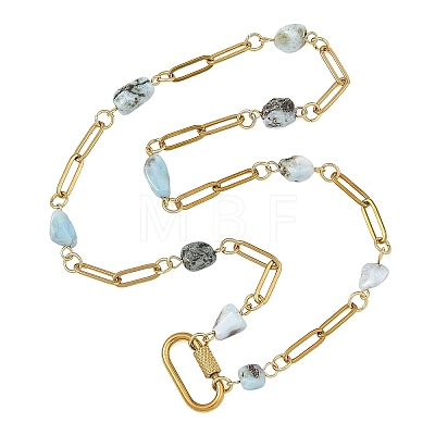 Natural Mixed Stone Nuggets Beaded Chain Necklaces NJEW-JN06508-1