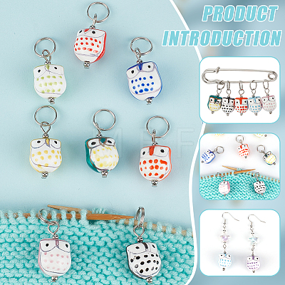 10Pcs 10 Colors Printed Handmade Porcelain Stitch Markers HJEW-BC00007-1