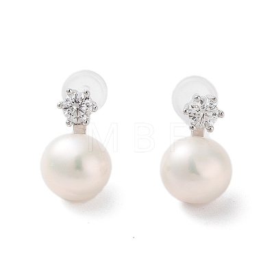 Natural Pearl Stud Earrings for Women EJEW-C082-12B-P-1