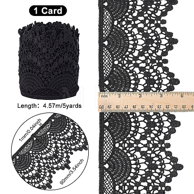 FINGERINSPIRE 4.8~5 Yards Polyester Lace Trim OCOR-FG0001-81A-1
