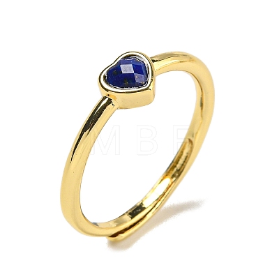 Heart Natural Lapis Lazuli Adjustable Rings RJEW-Q818-02G-03-1