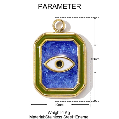 304 Stainless Steel Enamel Charms STAS-OY001-93G-1