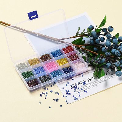 180G 15 Colors Glass Seed Beads SEED-JQ0003-01E-4mm-1