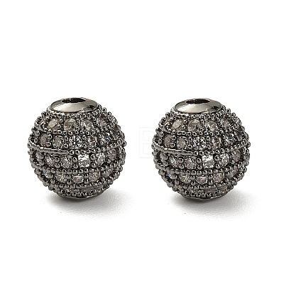 CZ Brass Micro Pave Grade AAA Clear Color Cubic Zirconia Round Beads LS-KK-O065-8mm-05B-NR-1