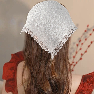 Lace Bandana Kerchief Tie Back Headwrap PW-WG47298-02-1