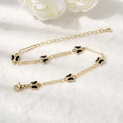 Brass with Cubic Zirconia Link Bracelest for Women BJEW-K298-03G-1