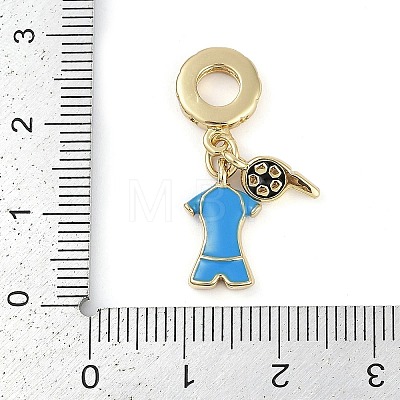 Rack Plating Brass Enamel European Dangle Charms KK-P287-31B-G-1